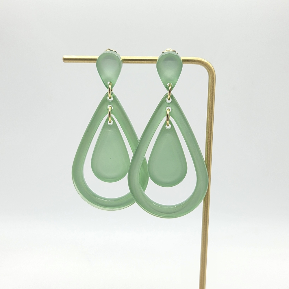 Acrylic and Resin Teardrop Dangle Earrings
